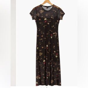 All Saints Hanna Mesh Dress in Kora Black floral